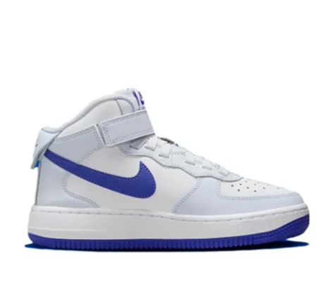 Custom Air Force 1 Mid Dark Blue Swoosh Gray