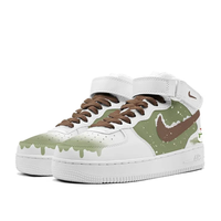 Custom Air Force 1 Mid Grass Green Brown Snow Snowman White