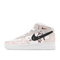 Custom Air Force 1 Mid Pink White Stripe Black Cartoon Dragon