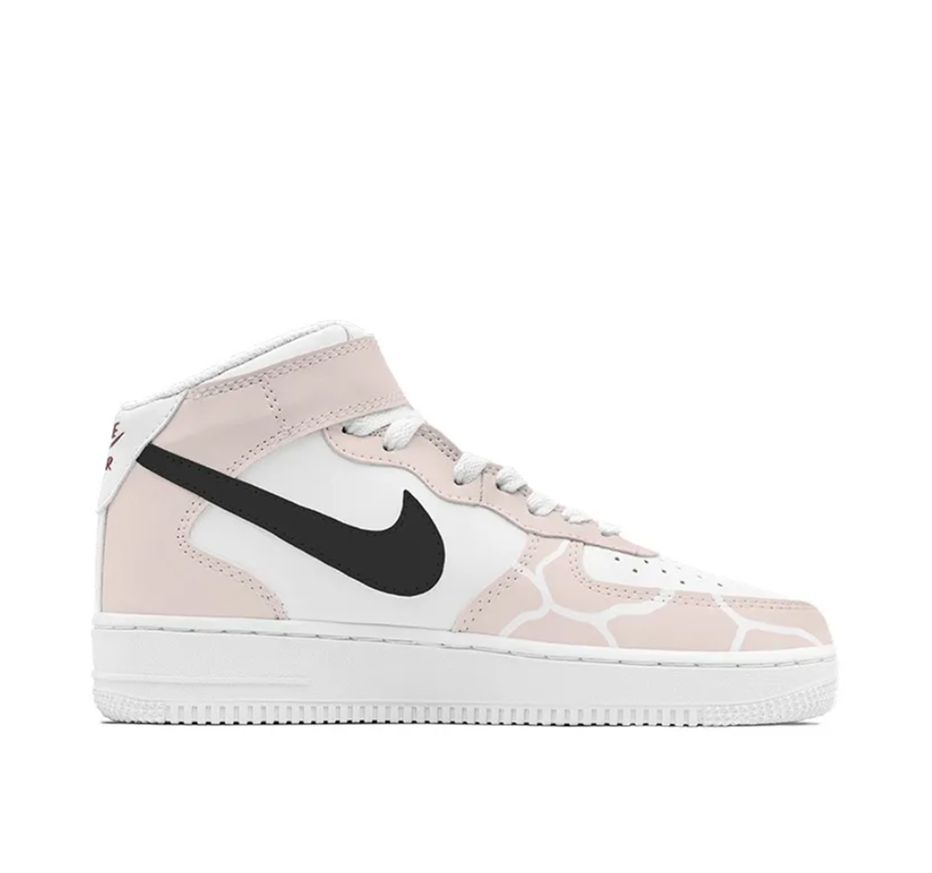 Custom Air Force 1 Mid Pink White Stripe Black Cartoon Dragon