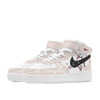 Custom Air Force 1 Mid Pink White Stripe Black Cartoon Dragon