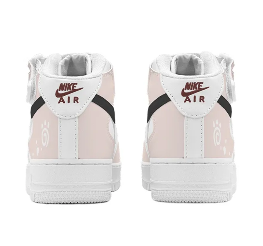 Custom Air Force 1 Mid Pink White Stripe Black Cartoon Dragon