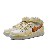 Custom Air Force 1 Mid  Ginkgo Leaf Light Yellow Orange Swoosh