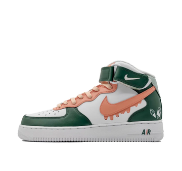 Custom Air Force 1 Mid Dripping Swoosh Pink Green