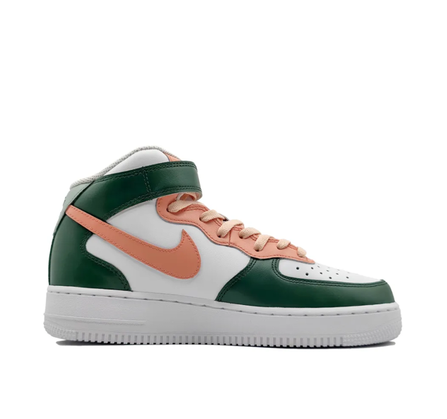 Custom Air Force 1 Mid Light Pink Swoosh Green