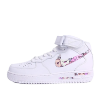 Custom Air Force 1 Mid Pink Cartoon Role Yellow Swoosh