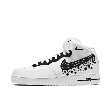 Custom Air Force 1 Mid Dripping Swoosh Black Black