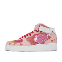 Custom Air Force 1 Mid Dark Light Pink Heart Bubble