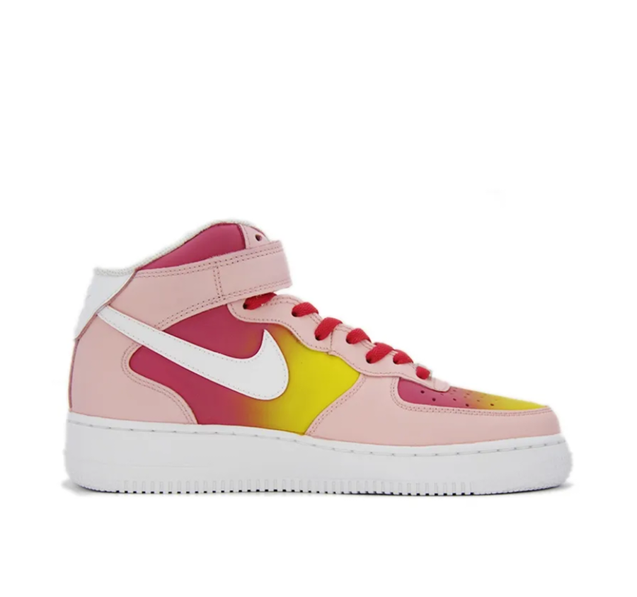 Custom Air Force 1 Mid Dark Light Pink Heart Bubble