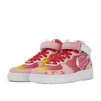 Custom Air Force 1 Mid Dark Light Pink Heart Bubble