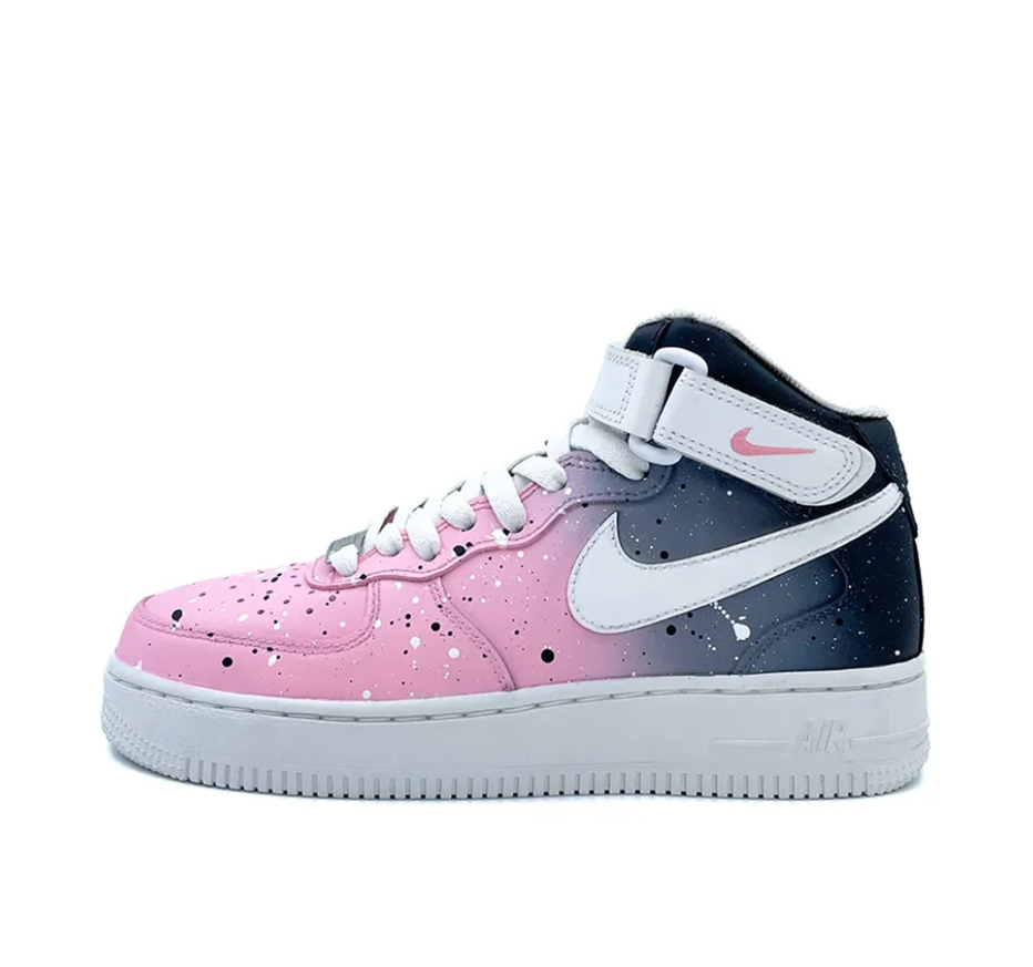 Custom Air Force 1 Mid Pink Gray Gradient Spot