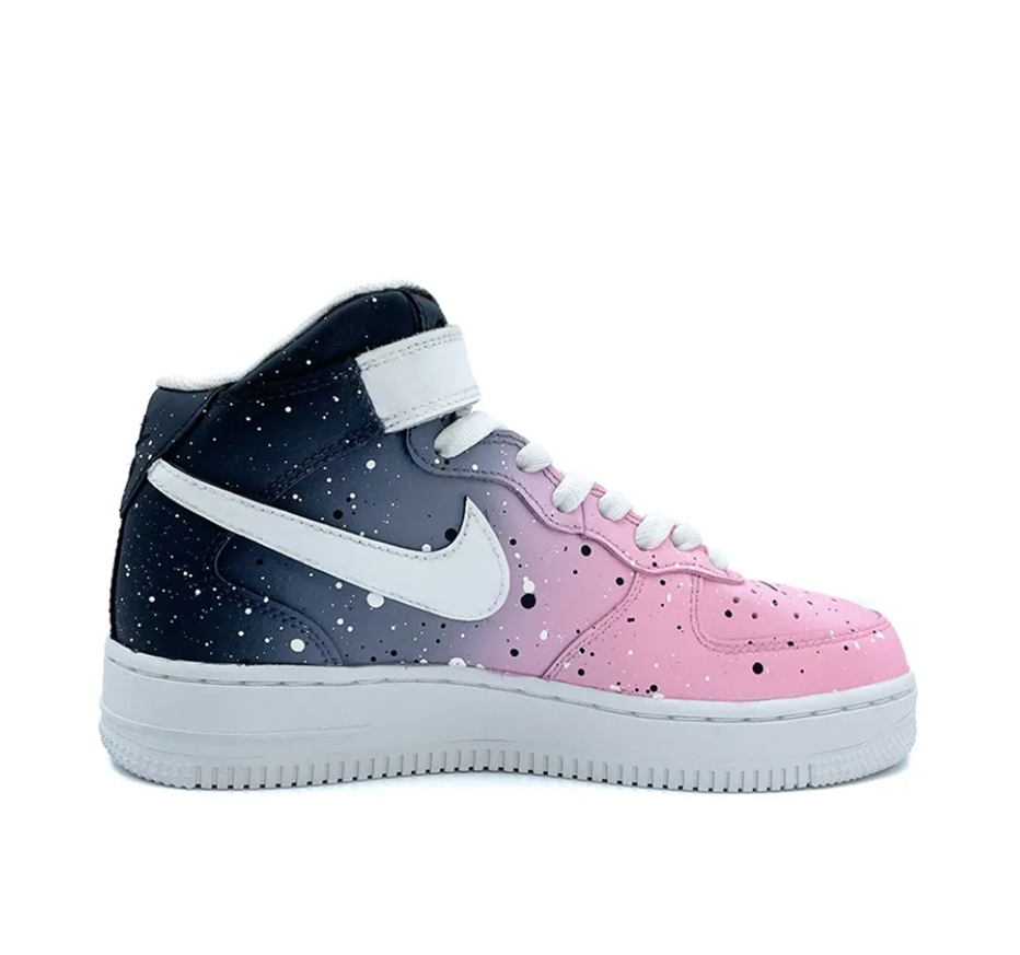 Custom Air Force 1 Mid Pink Gray Gradient Spot