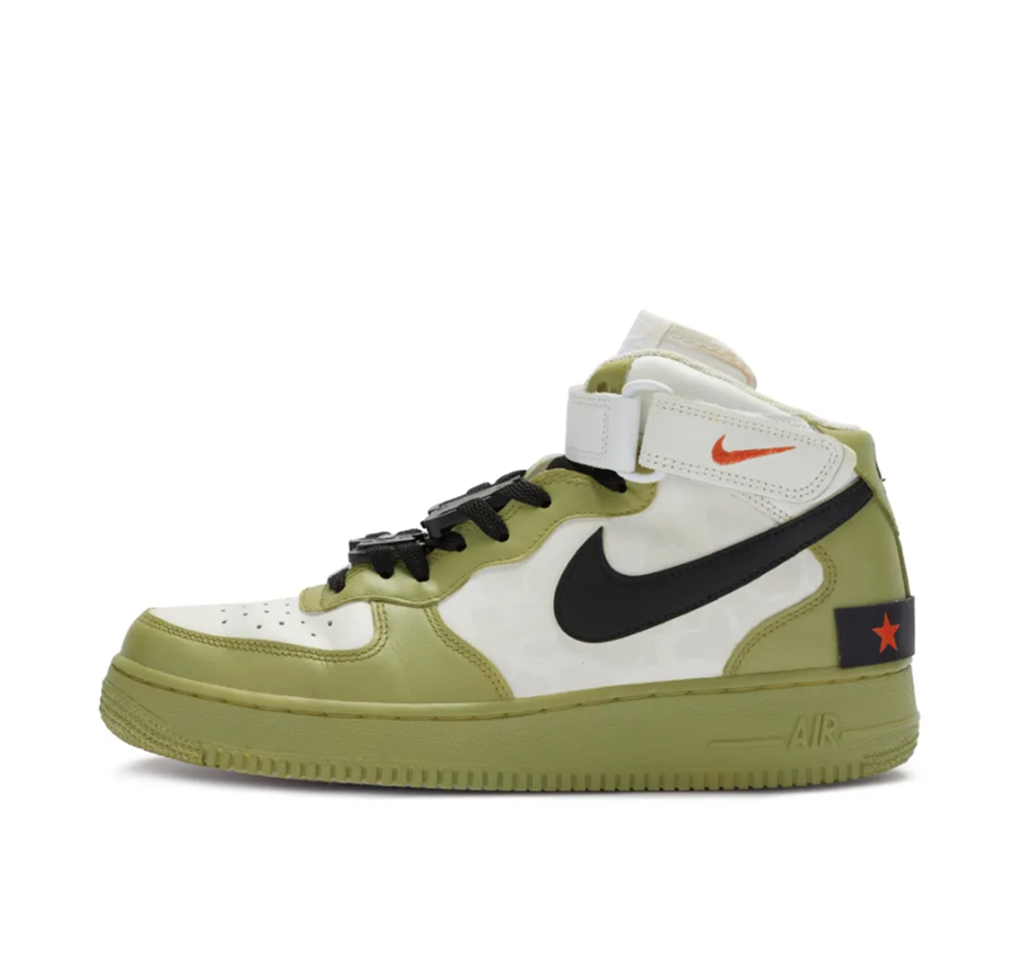 Custom Air Force 1 Mid Grass Green Black Swoosh