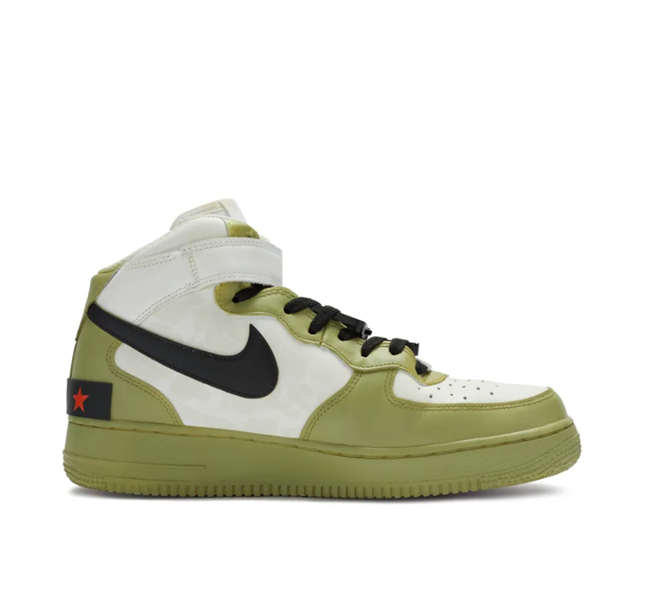 Custom Air Force 1 Mid Grass Green Black Swoosh