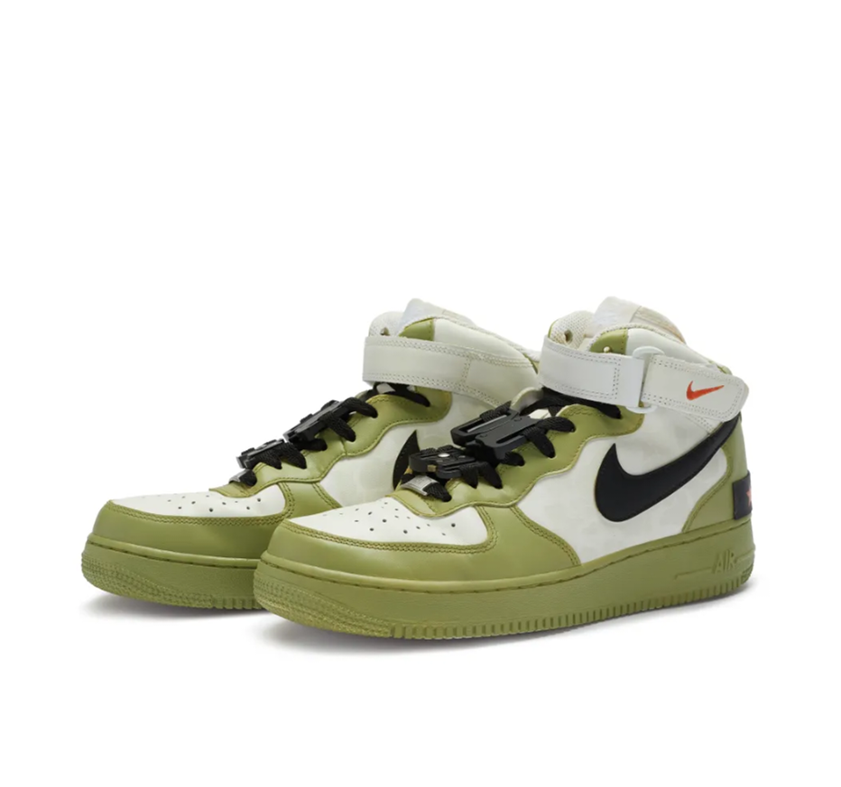 Custom Air Force 1 Mid Grass Green Black Swoosh