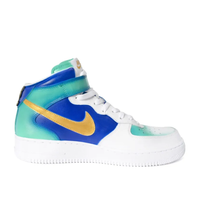 Custom Air Force 1 Mid Blue Green Gold Wave