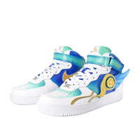 Custom Air Force 1 Mid Blue Green Gold Wave