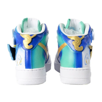 Custom Air Force 1 Mid Blue Green Gold Wave