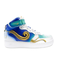 Custom Air Force 1 Mid Blue Green Gold Wave