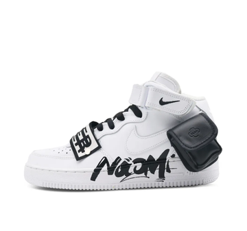 Custom Air Force 1 Mid White Stripe Black Font Bag