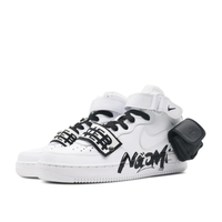 Custom Air Force 1 Mid White Stripe Black Font Bag