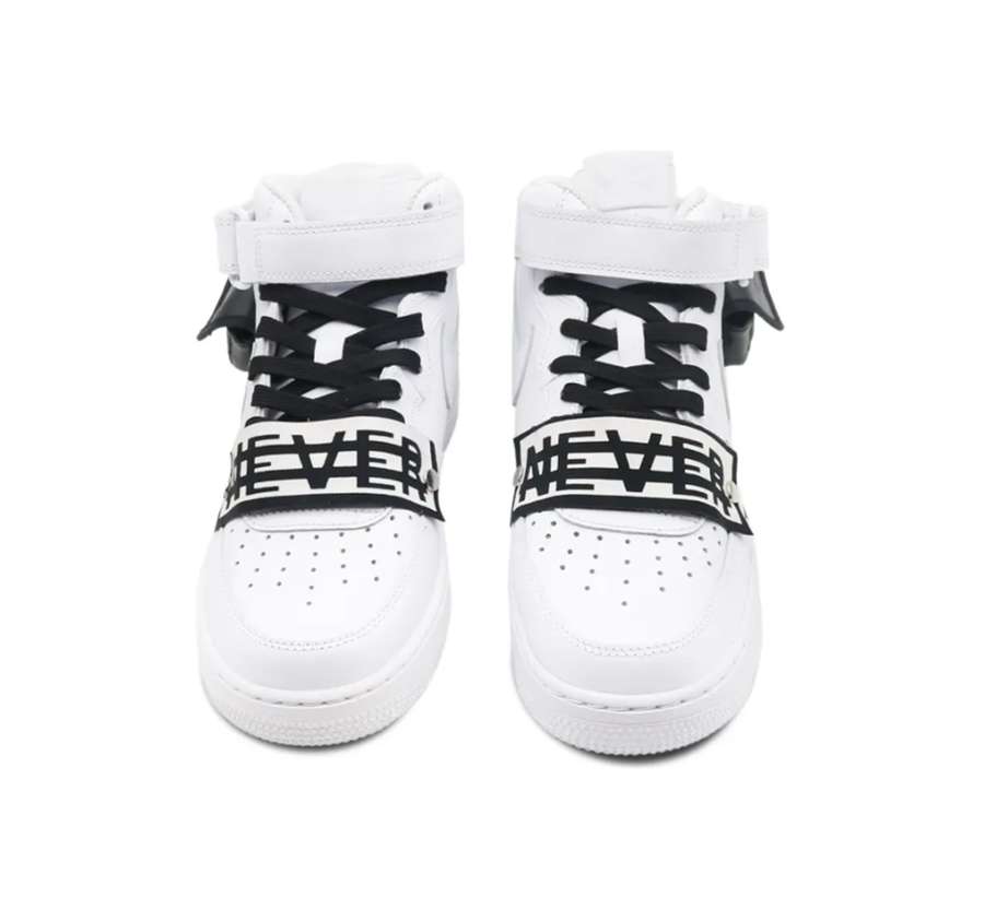 Custom Air Force 1 Mid White Stripe Black Font Bag