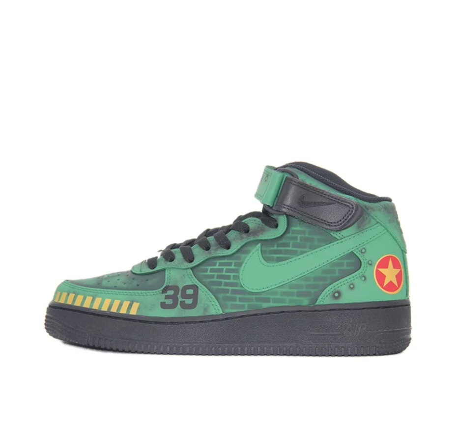 Custom Air Force 1 Mid Wall Brick Green