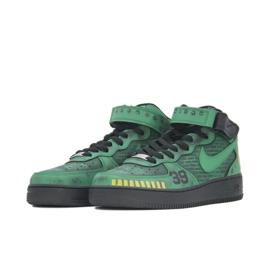 Custom Air Force 1 Mid Wall Brick Green