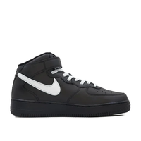 Custom Air Force 1 Mid Black White Swoosh Font Lucky