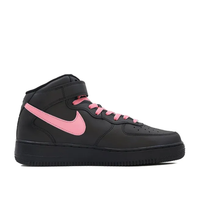 Custom Air Force 1 Mid Black Pink Swoosh Font Lucky