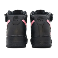 Custom Air Force 1 Mid Black Pink Swoosh Font Lucky