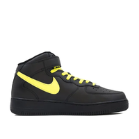 Custom Air Force 1 Mid Black Yellow Swoosh Font Lucky