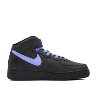 Custom Air Force 1 Mid Black Purple Swoosh Font Lucky