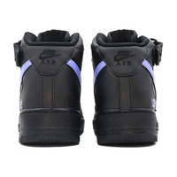 Custom Air Force 1 Mid Black Purple Swoosh Font Lucky