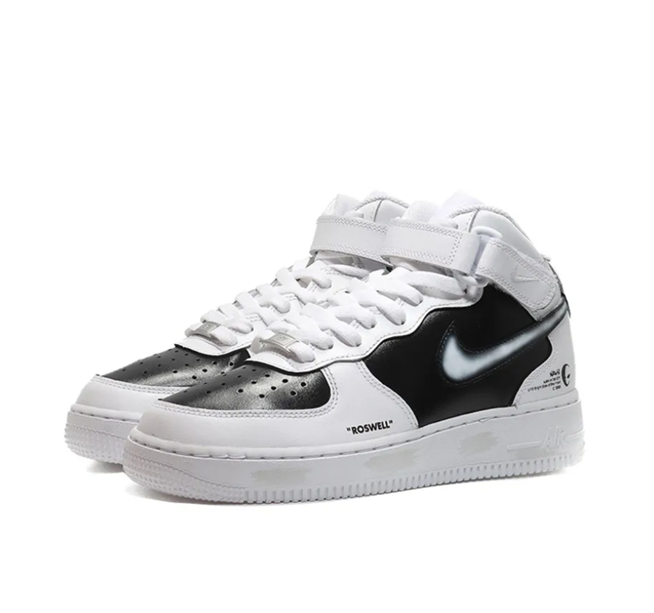 Custom Air Force 1 Mid Black White Blurry