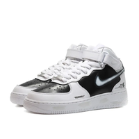 Custom Air Force 1 Mid Black White Blurry