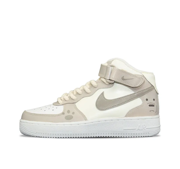 Custom Air Force 1 Mid Khaki Dog Paw