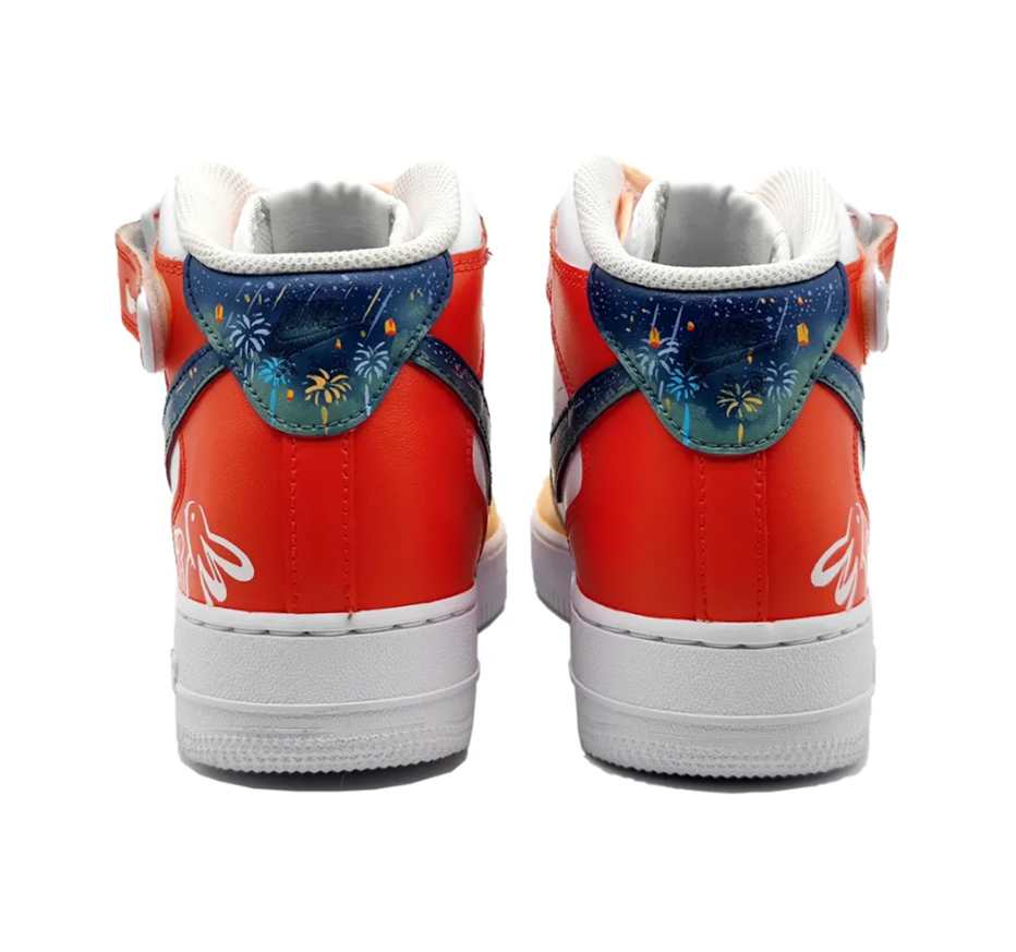 Custom Air Force 1 Mid Firework Orange Red