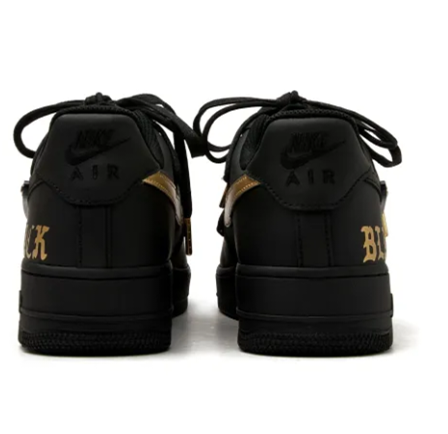 Custom Air Force 1 Low Extra Black Lace Gold Black Font