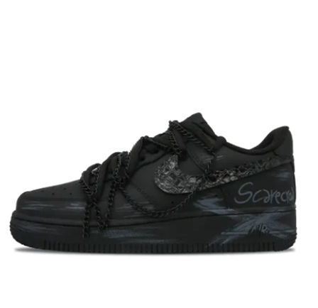 Custom Air Force 1 Low Extra Black Lace Metal Chain