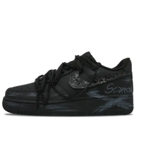 Custom Air Force 1 Low Extra Black Lace Metal Chain