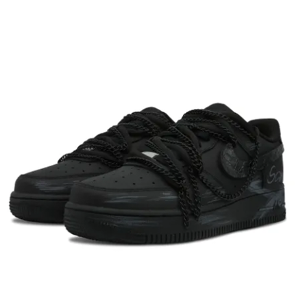 Custom Air Force 1 Low Extra Black Lace Metal Chain