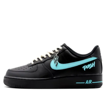 Custom Air Force 1 Low Blue Swoosh Black