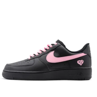 Custom Air Force 1 Low Pink Swoosh Black Heart Pattern