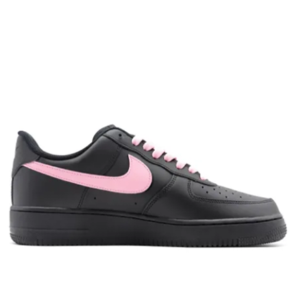 Custom Air Force 1 Low Pink Swoosh Black Heart Pattern