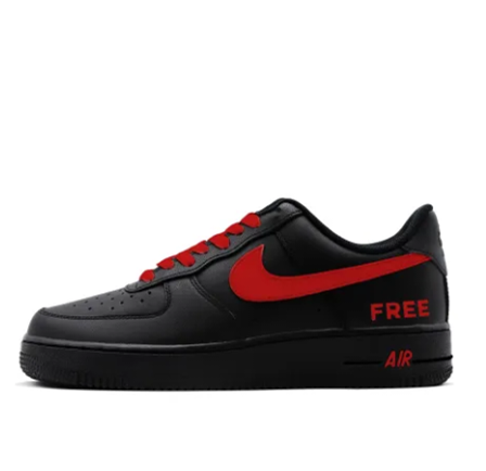 Custom Air Force 1 Low Red Swoosh Black Free Font