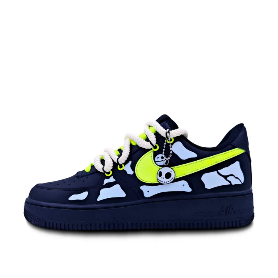 Custom Air Force 1 Low Extra Lace Skeleton Green Black White