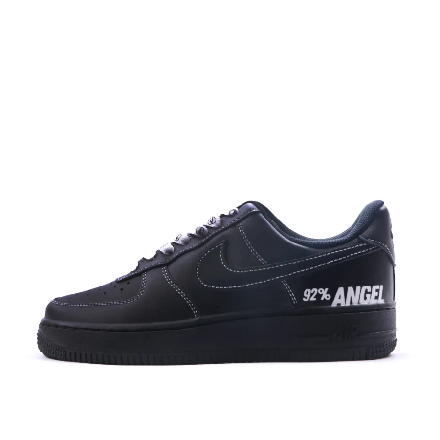 Custom Air Force 1 Low Black White Font Angel