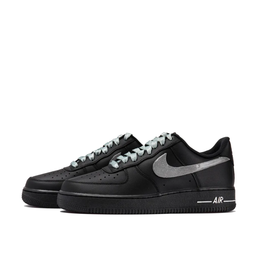 Custom Air Force 1 Low Sliver Lace Swoosh Black