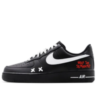 Custom Air Force 1 Low Black White Swoosh Red Font